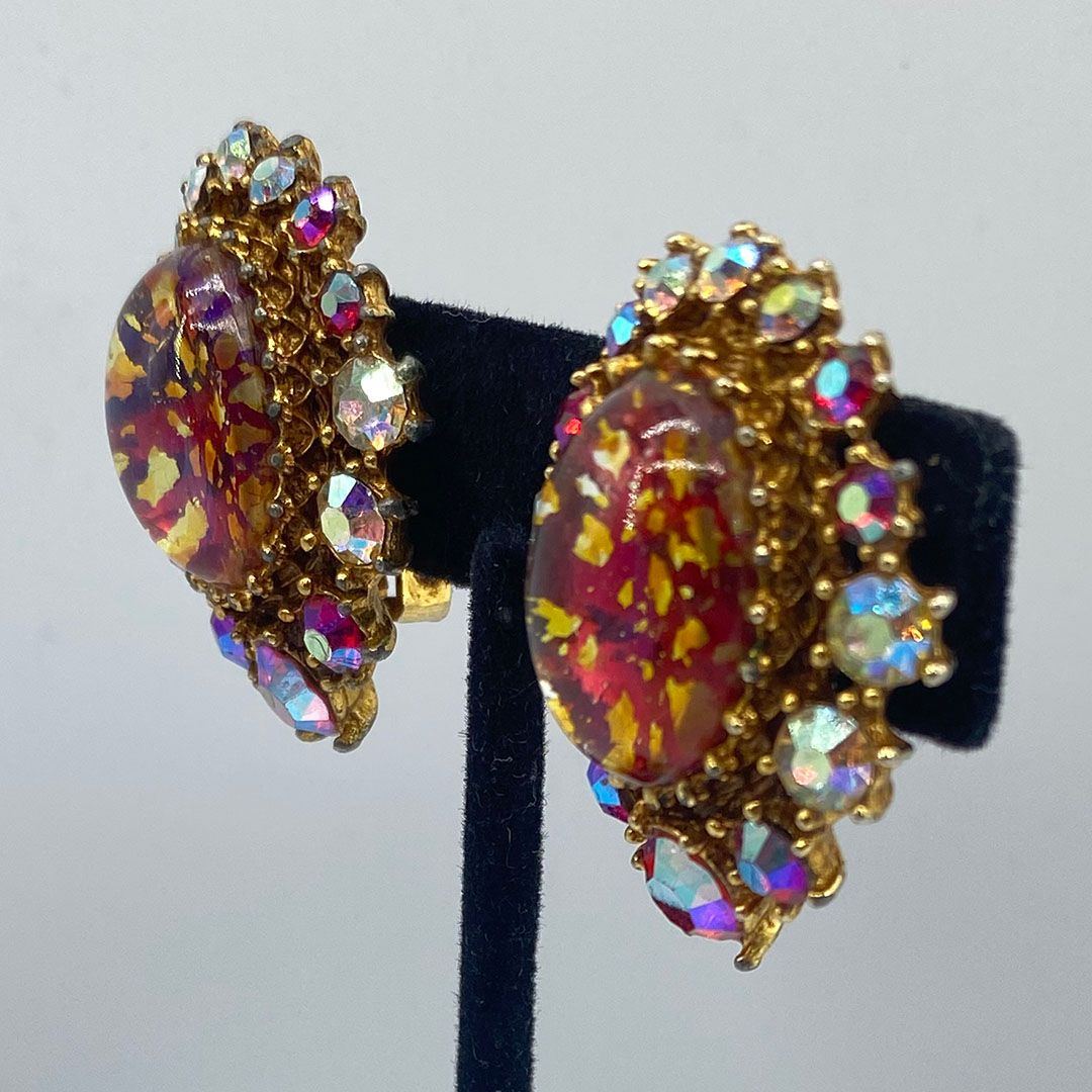 Vintage Confetti Aurora Borealis Earrings