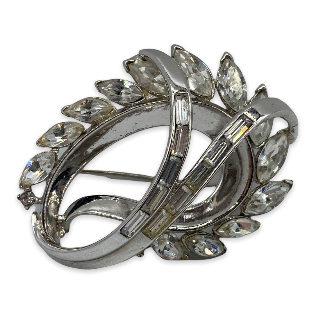 Vintage Trifari Silver-tone Rhinestone Pin