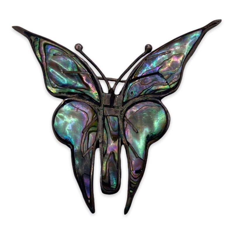 Silver Abalone Butterfly Pin