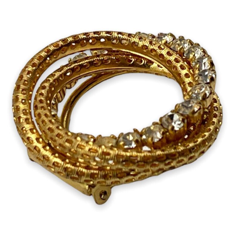 Golden Rhinestone Encrusted Scarf Ring