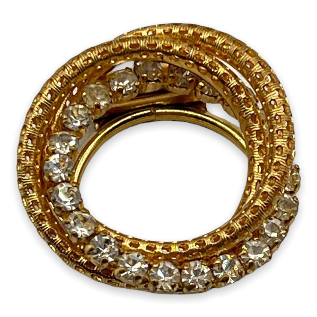 Golden Rhinestone Encrusted Scarf Ring