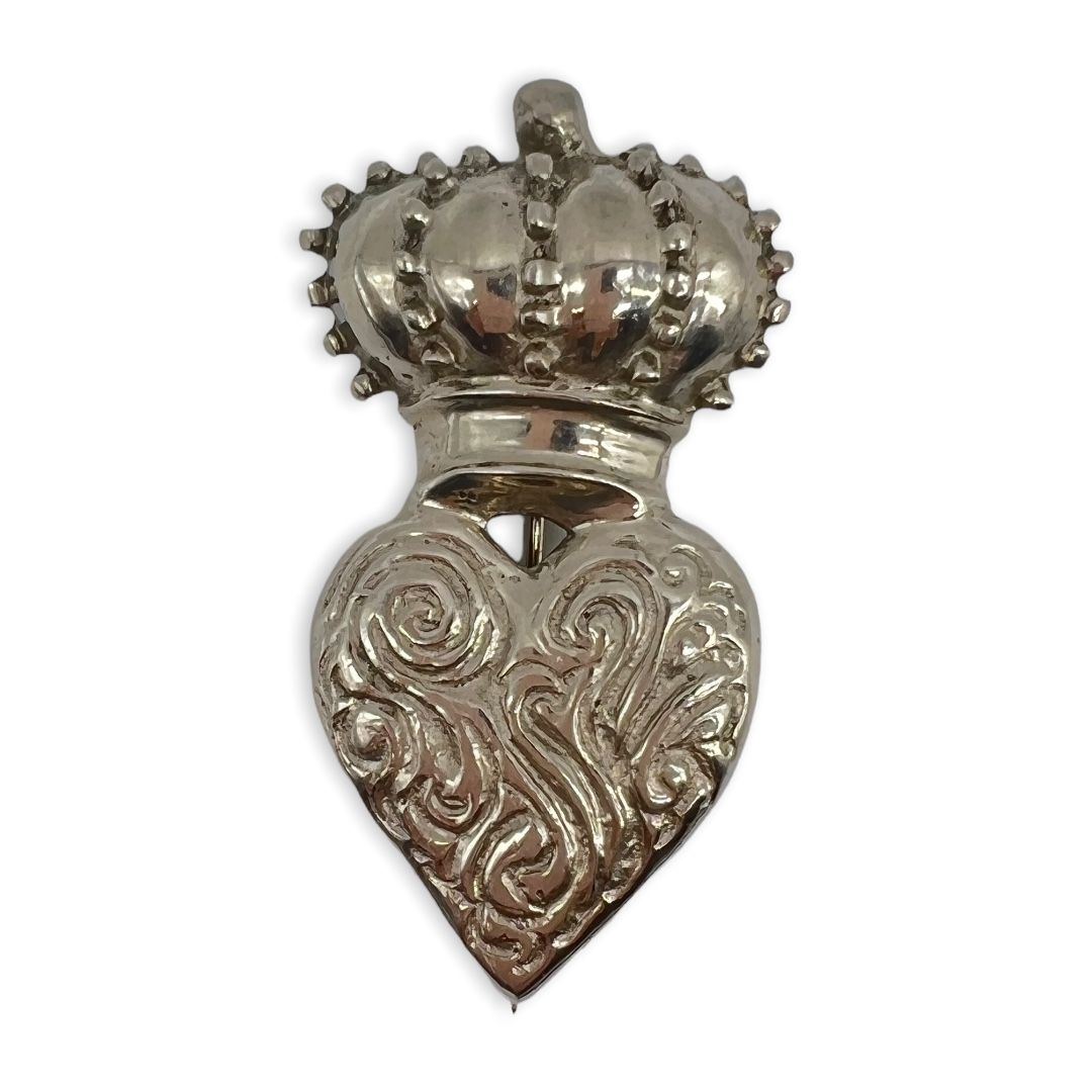 Natacha Brooks Heart and Crown Sterling Silver Brooch