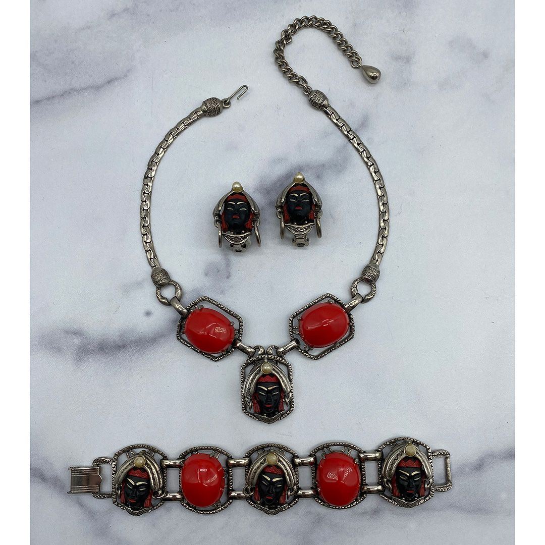 Unsigned Selro Asian Princess Necklace, Bracelet and Earring Set VERIFIED