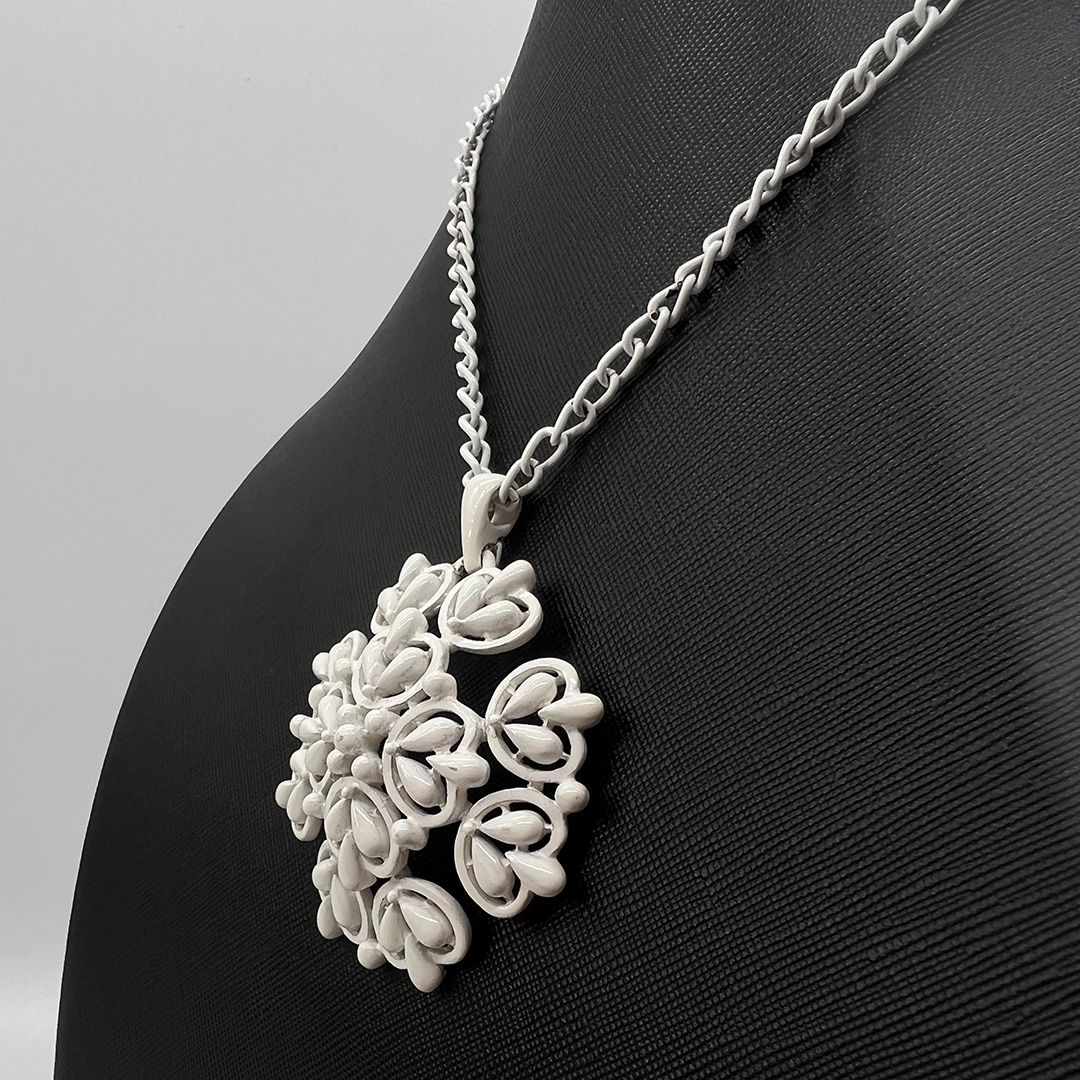 1960s Trifari White Enamel Necklace