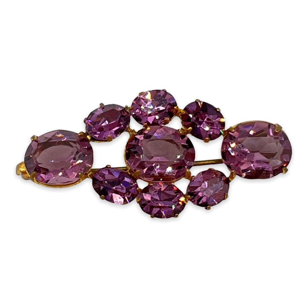 Delicate 1930s Amethyst Rhinestone Pin