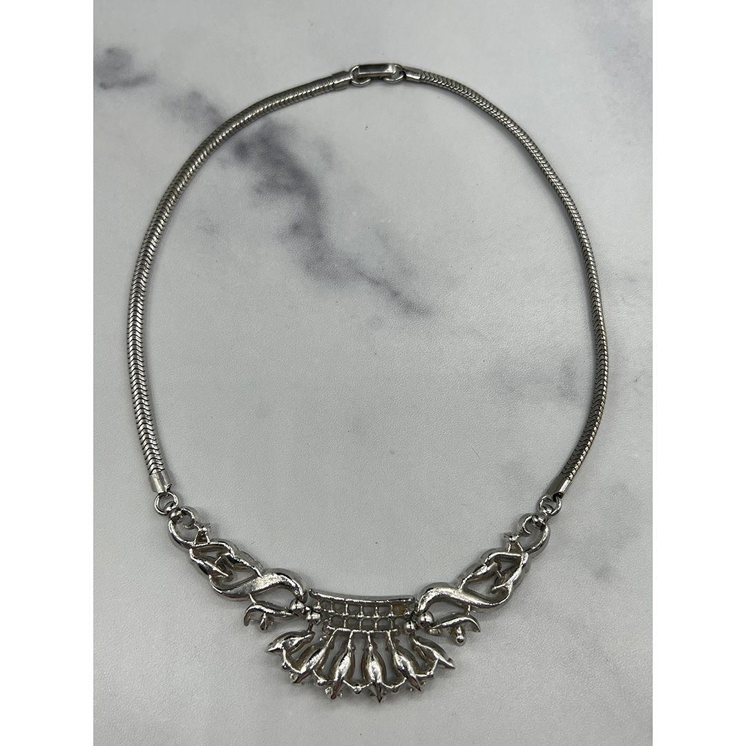 Silver-tone Trifari Coronet Necklace
