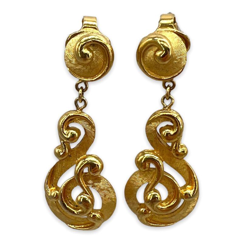 Trifari pendant gold-tone earrings