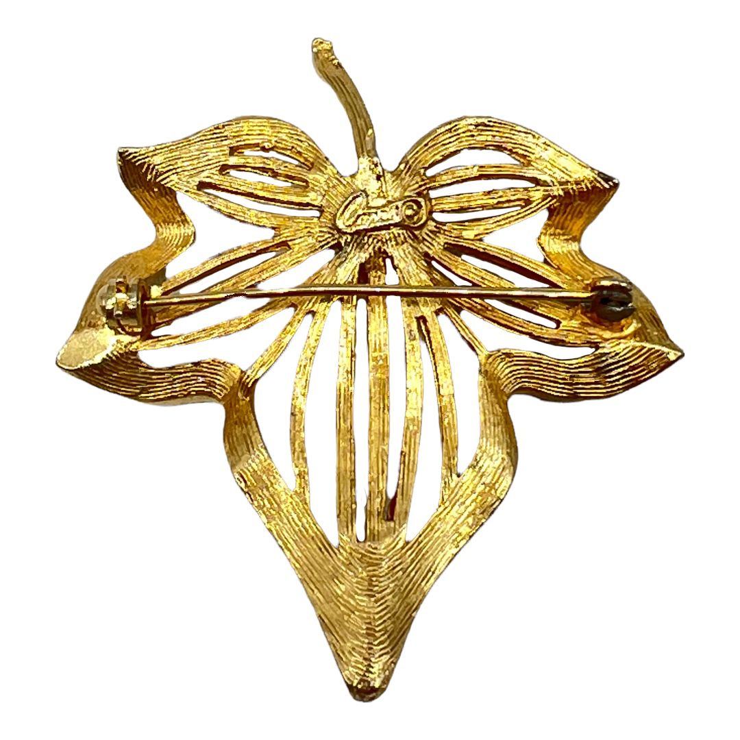 Vintage Faux Pearl Figural Leaf Brooch