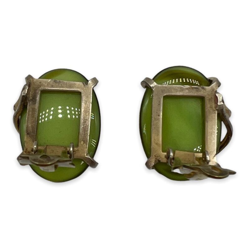 Whiting and Davis Green Cabochon Earrings