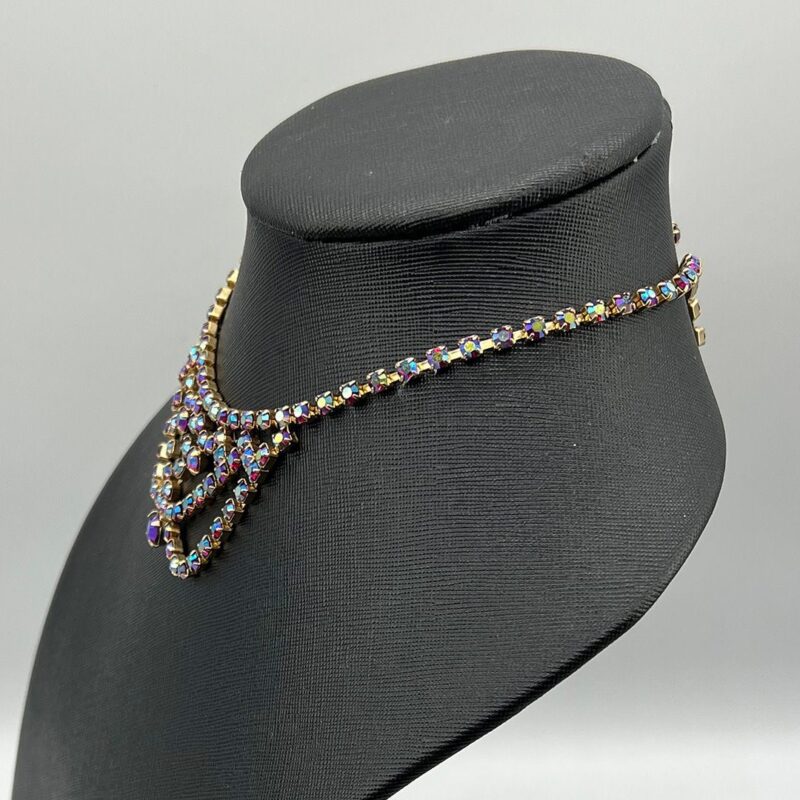 1950s Red Aurora Borealis Rhinestone Collar Necklace