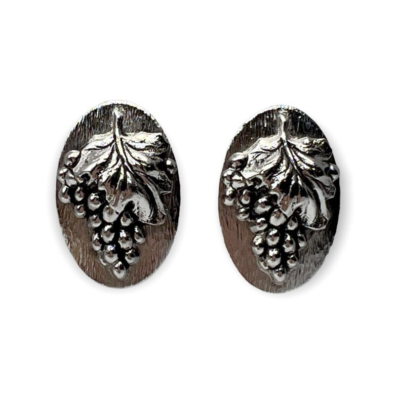 Silver tone Whiting & Davis Grape Motif Clip Earrings