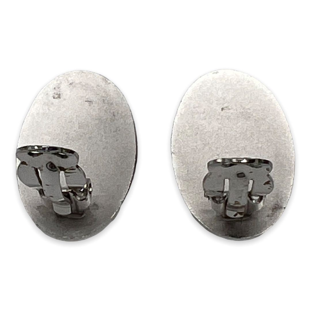 Silver tone Whiting & Davis Grape Motif Clip Earrings