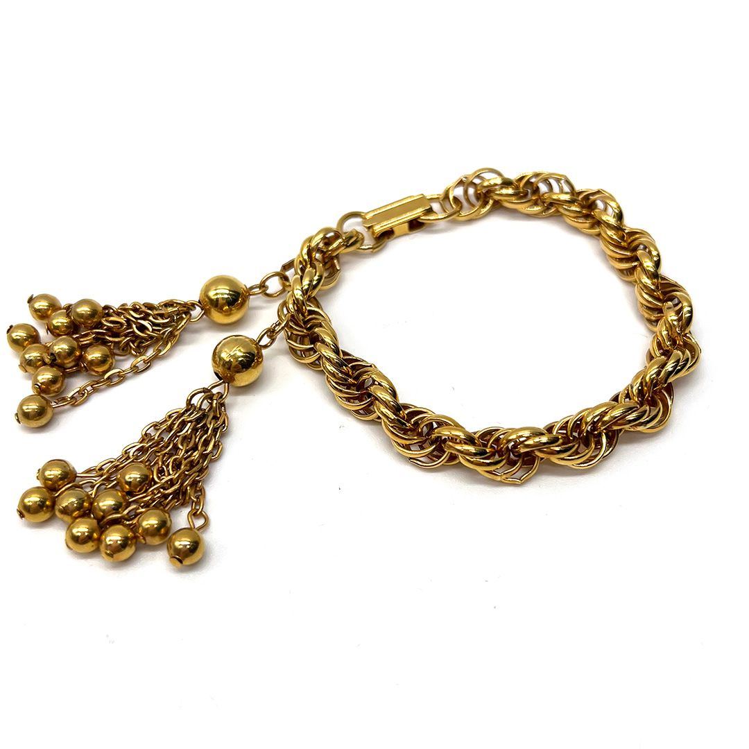 Vintage Charm Bracelet with Double Tassels