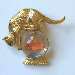 Gold Crown © Kitty Cat Fish Bowl Brooch