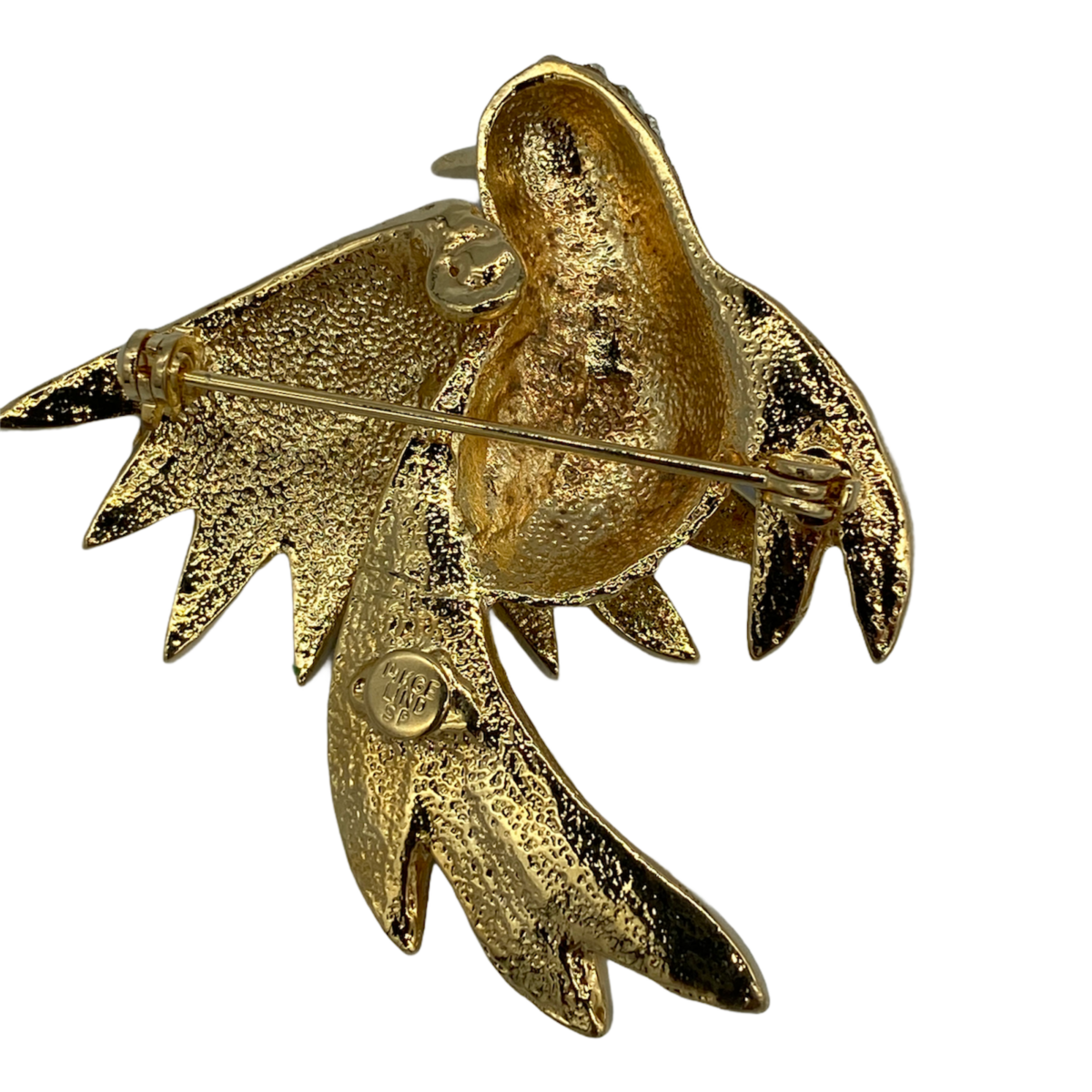 1980s Vintage Flying Fish Enamel Brooch with Rhinestones