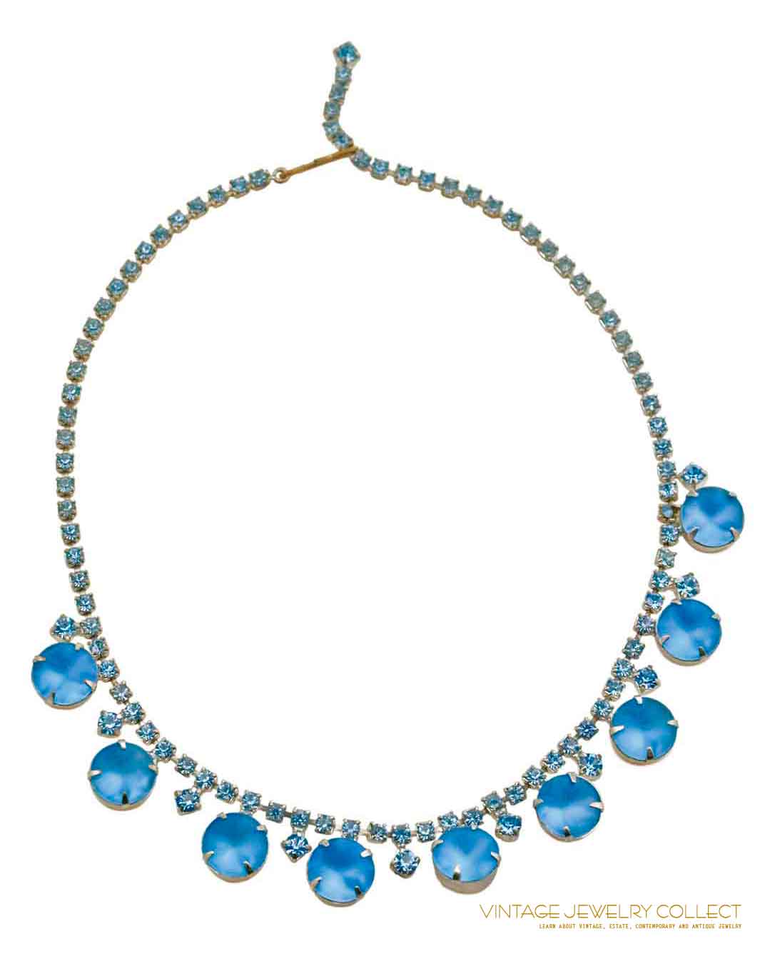 Vintage frosted blue rhinestone collar necklace