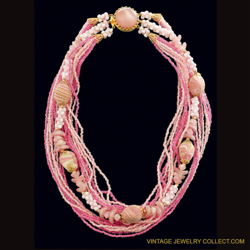 Vintage Art Glass Torsade Necklace