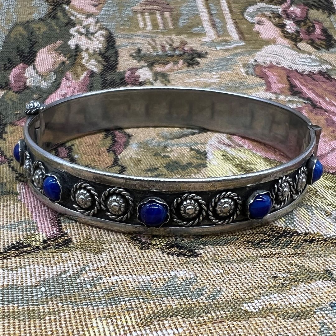 Italian silver faux lapis bangle bracelet