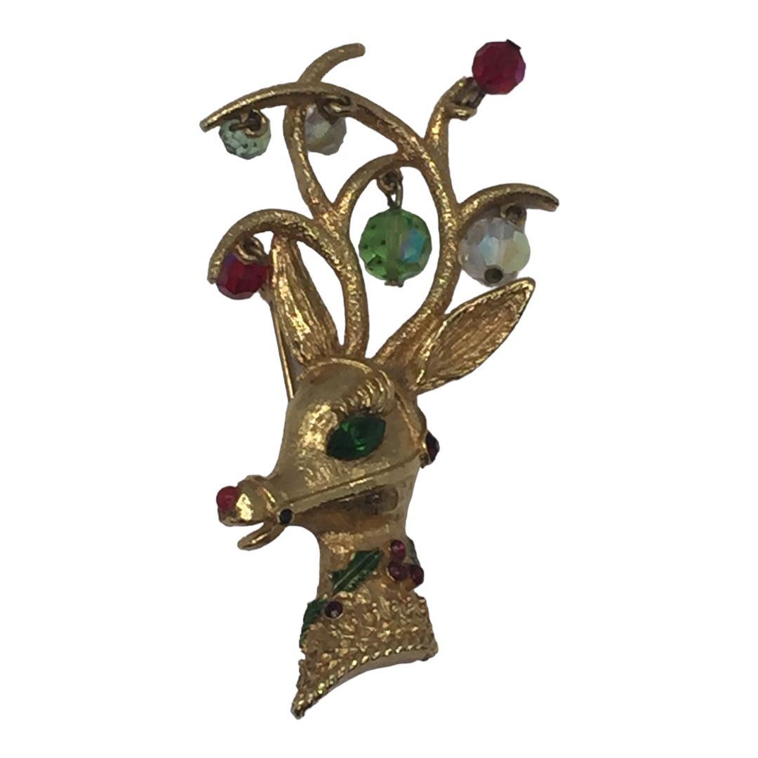 Vintage Mylu Christmas Reindeer Pin