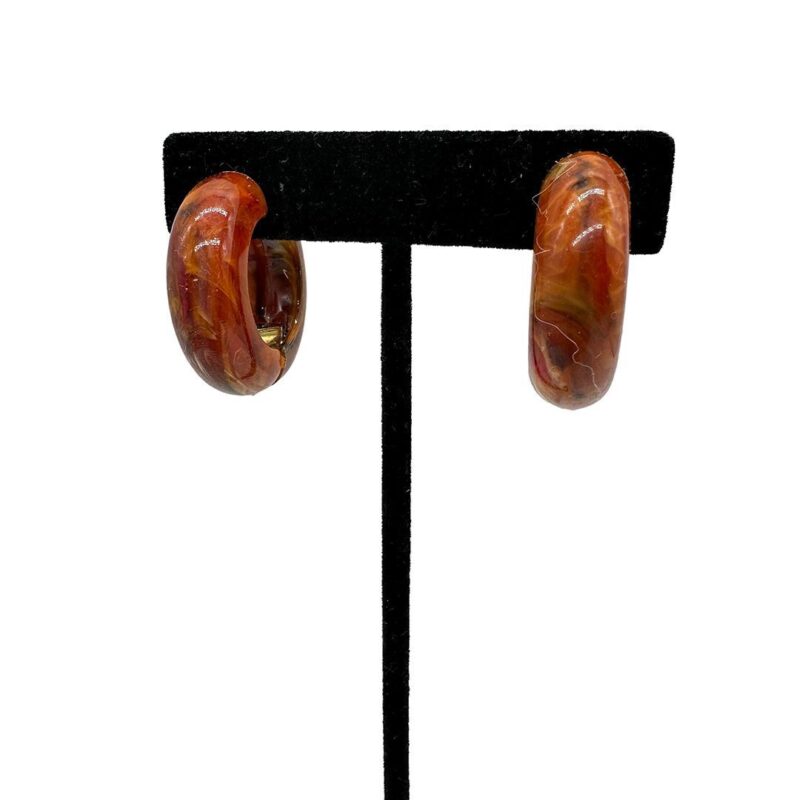 1960s Hard Resin Wedding Band Earrings