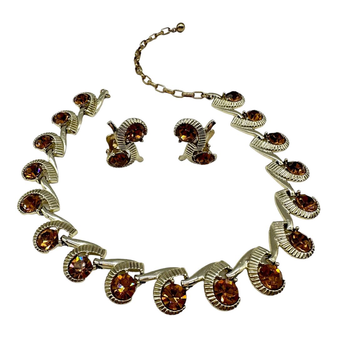 Kramer topaz-colored rhinestone necklace set