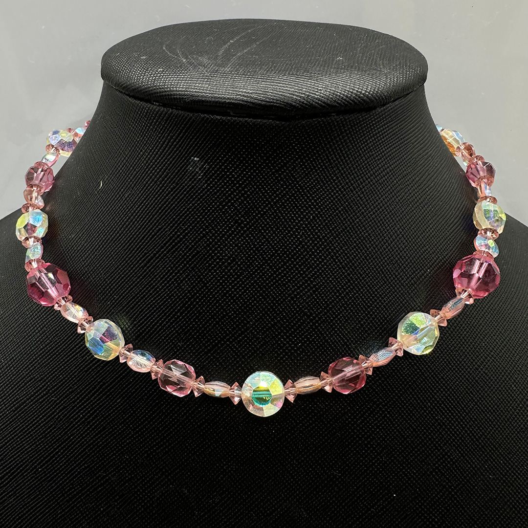 Marvella faceted pink crystal necklace