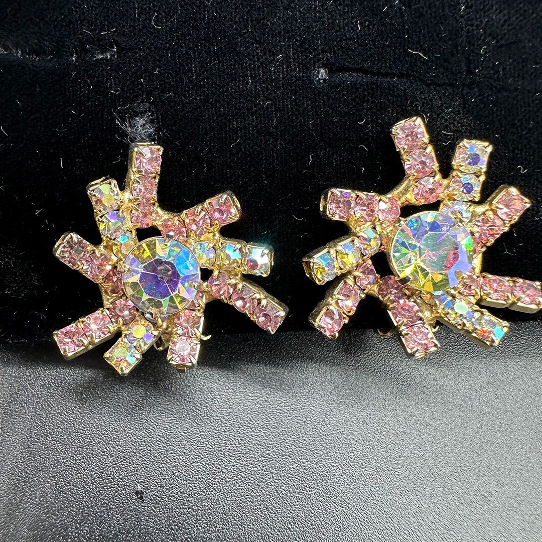 Kramer pink rhinestone earrings