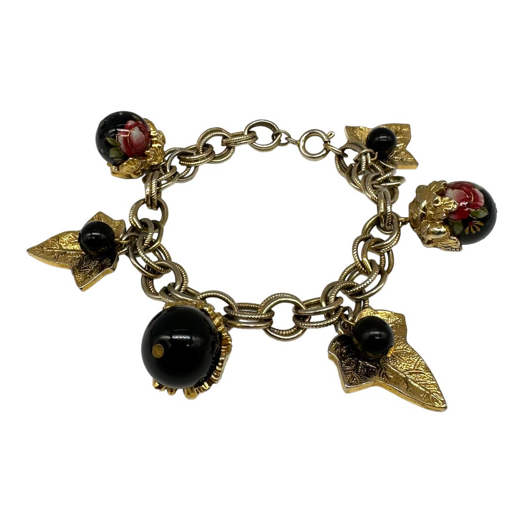 Vintage glass bead charm bracelet