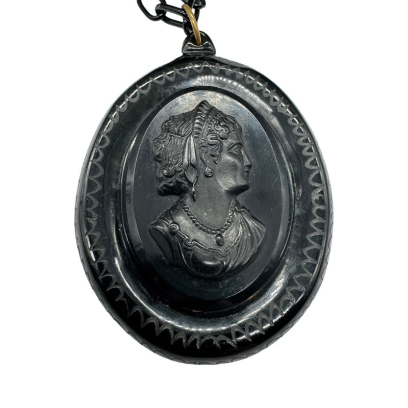 Front of Victorian Revival Mourning Cameo Pendant
