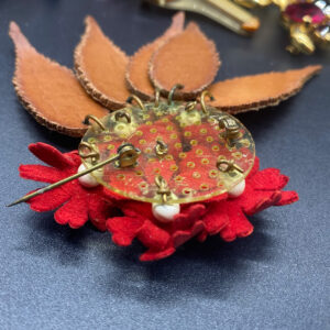 Miriam Haskell Leather Pin - Vintage Jewerly Collect