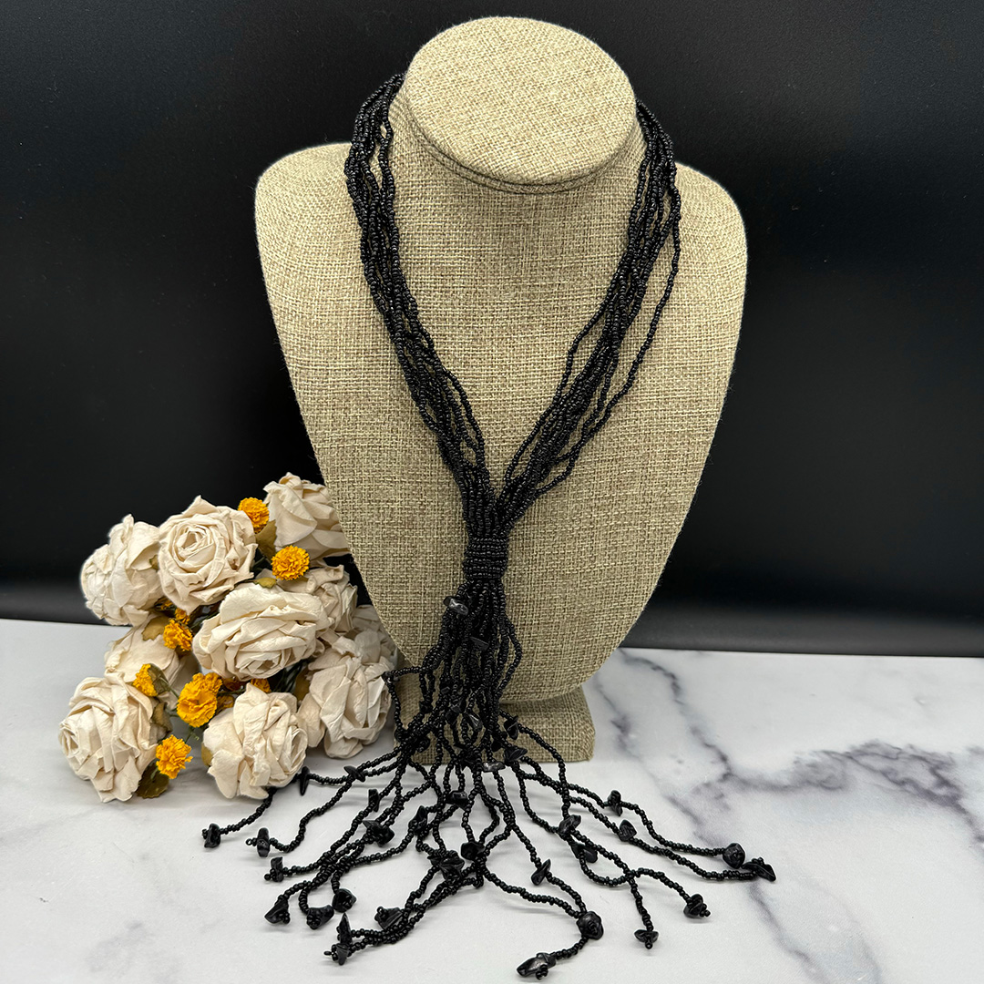 Multi strand black bead necklace 2025