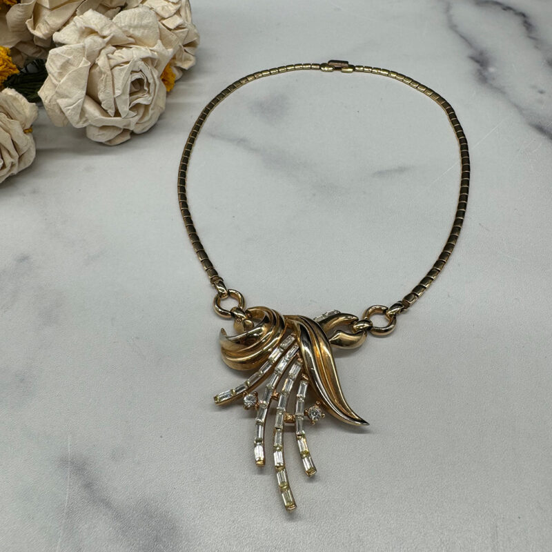 Trifari baguette rhinestone necklace.