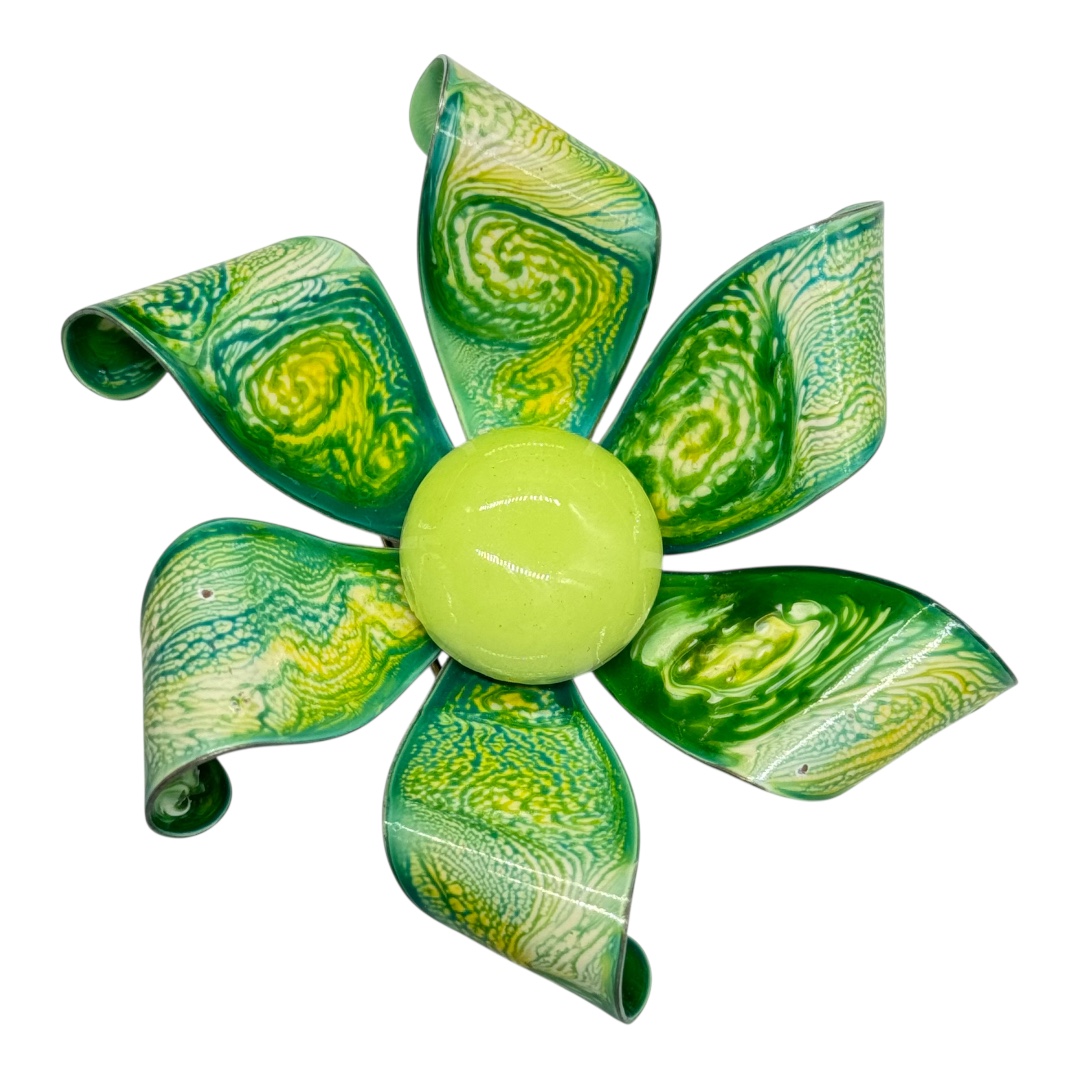 Vintage Green Enamel Flower Brooch