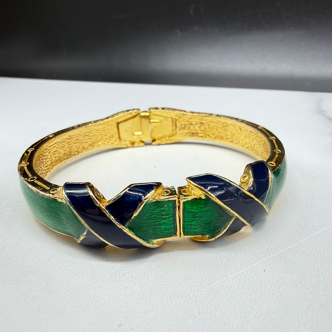 David Hill enamel hinged bracelet