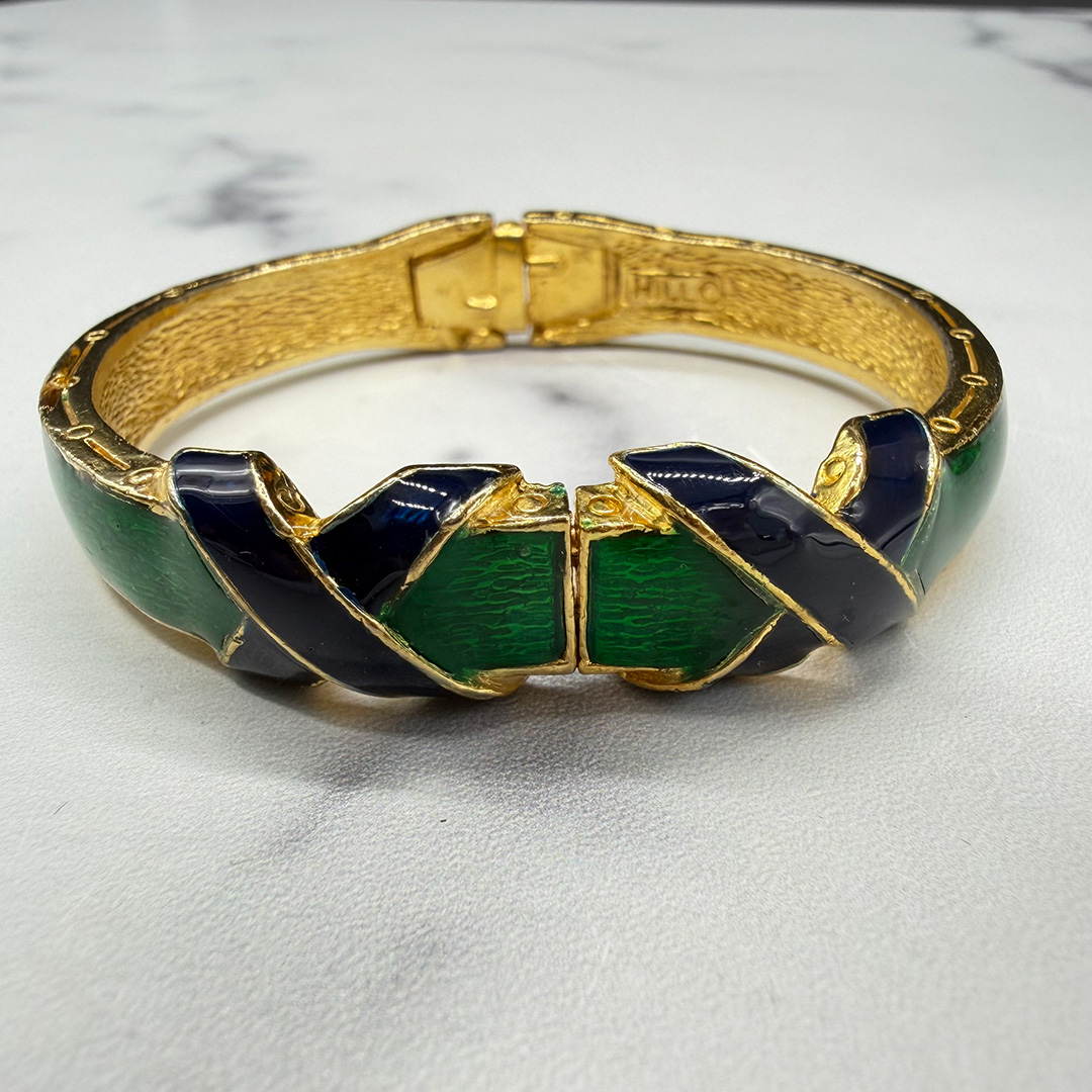 David Hill enamel hinged bracelet
