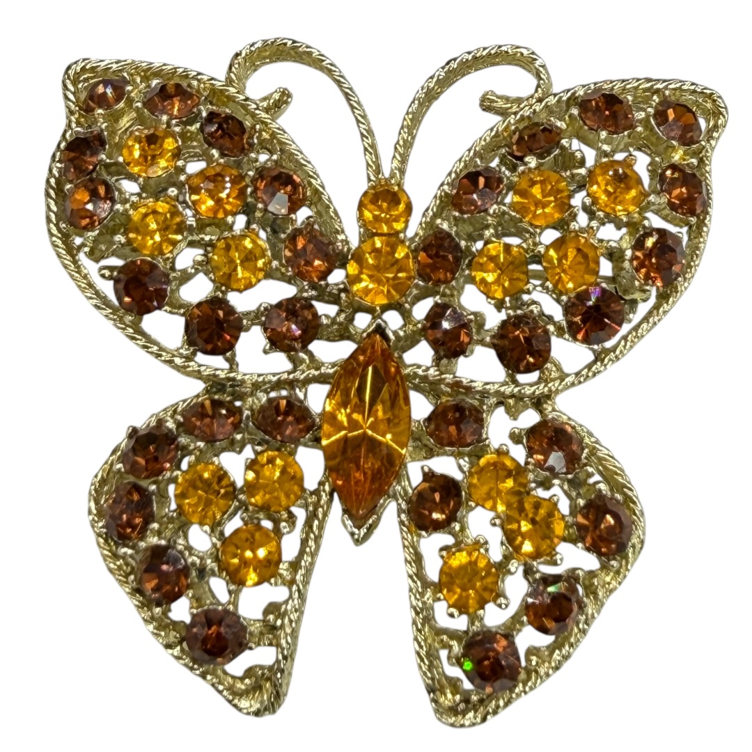 Fabulous Vintage Rhinestone Butterfly Brooch