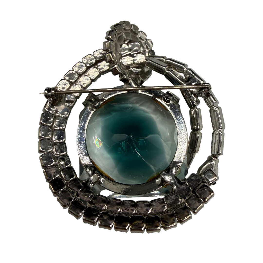 Large givre rhinestone brooch back.