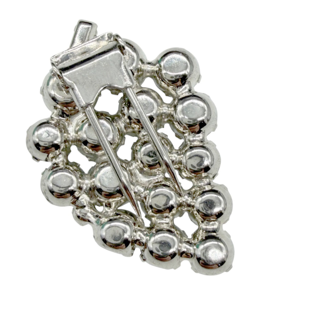 Unsigned grape motif clear rhinestone fur clip.