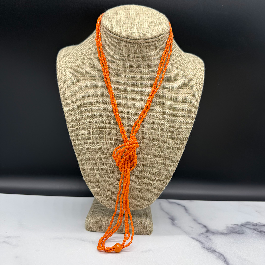 Beautiful Coral-Color Seed Bead Necklace
