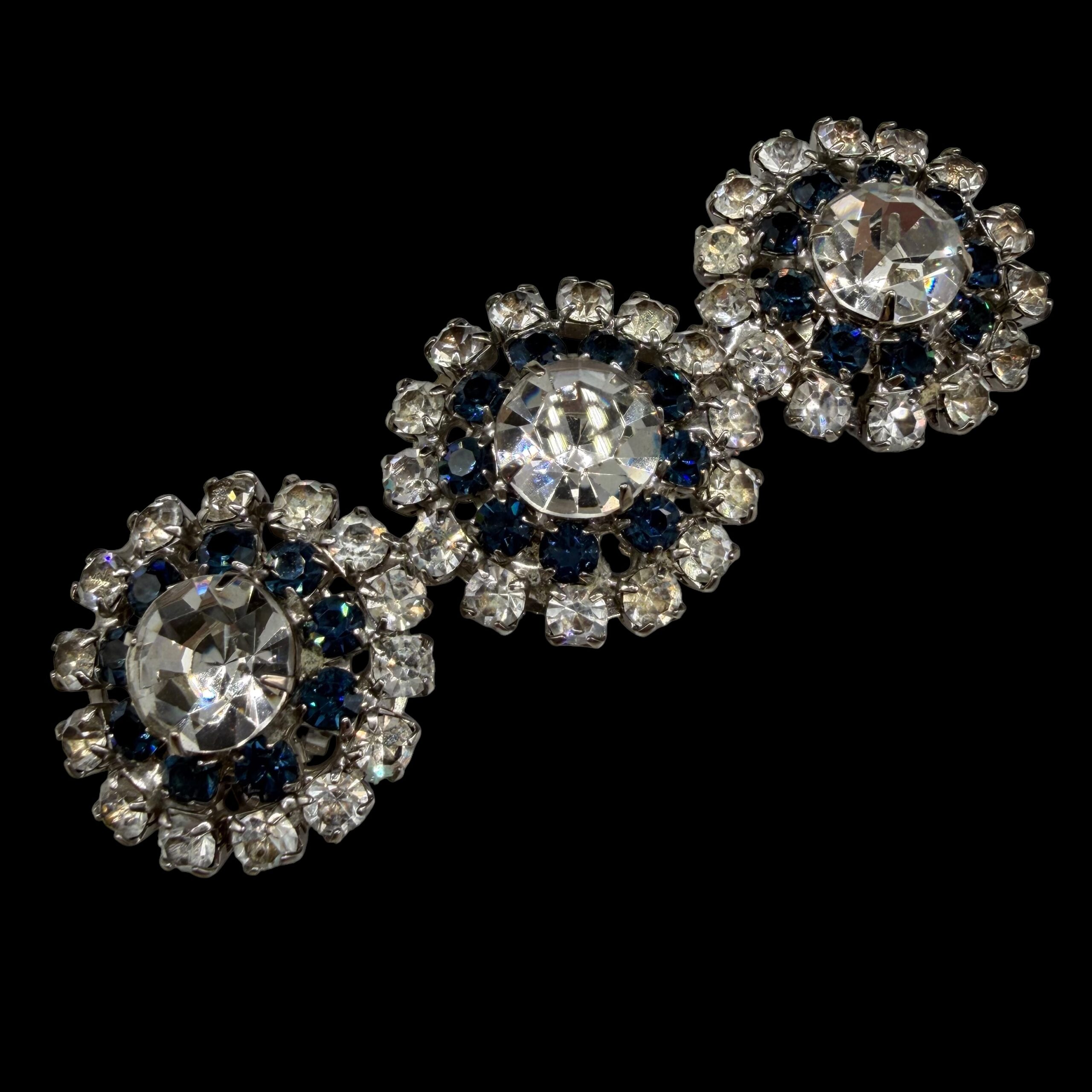 Blue and clear rhinestone ornament.