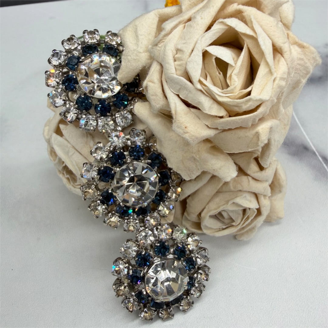 Blue and clear rhinestone ornament.
