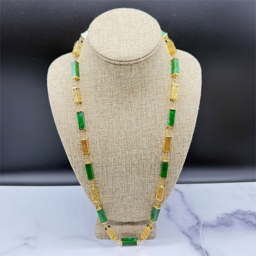 Faux jade Asian-inspired station necklace.