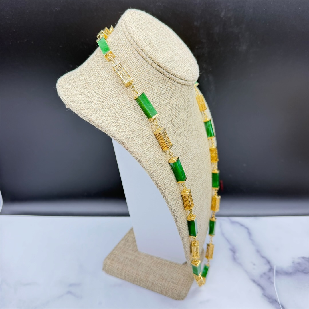 Faux jade Asian-inspired station necklace.