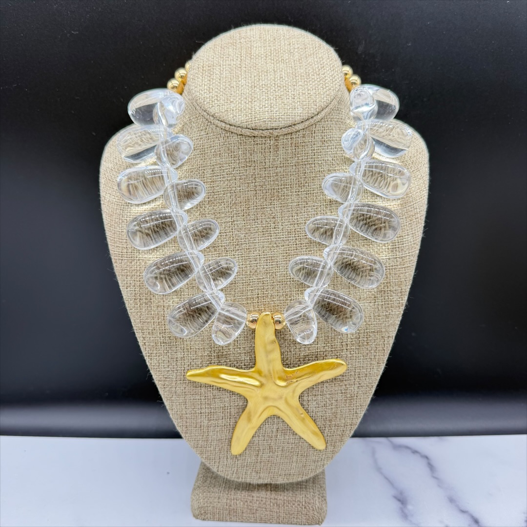 Modern acrylic starfish collar necklace.