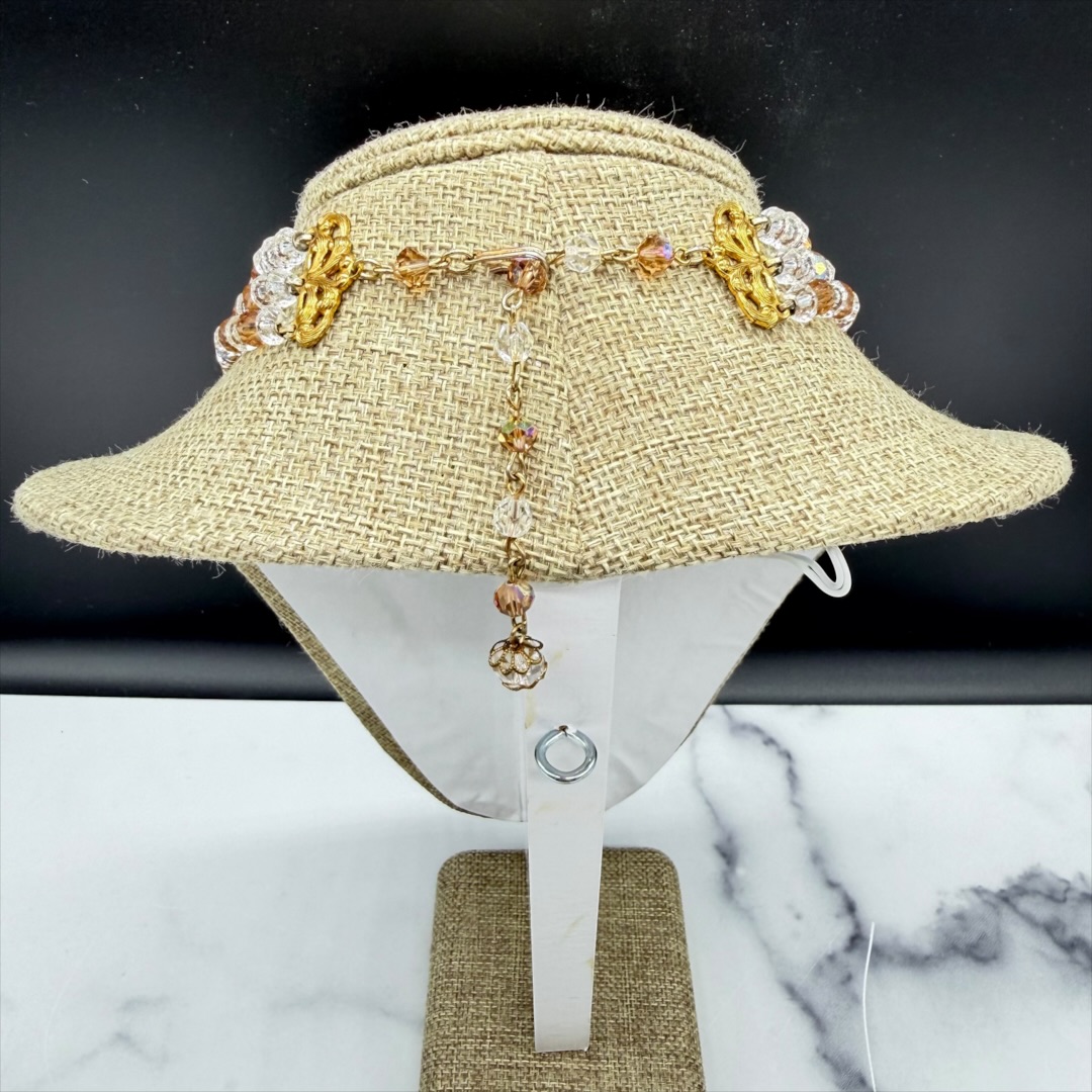 Vintage 1950s multi-strand crystal necklace back.