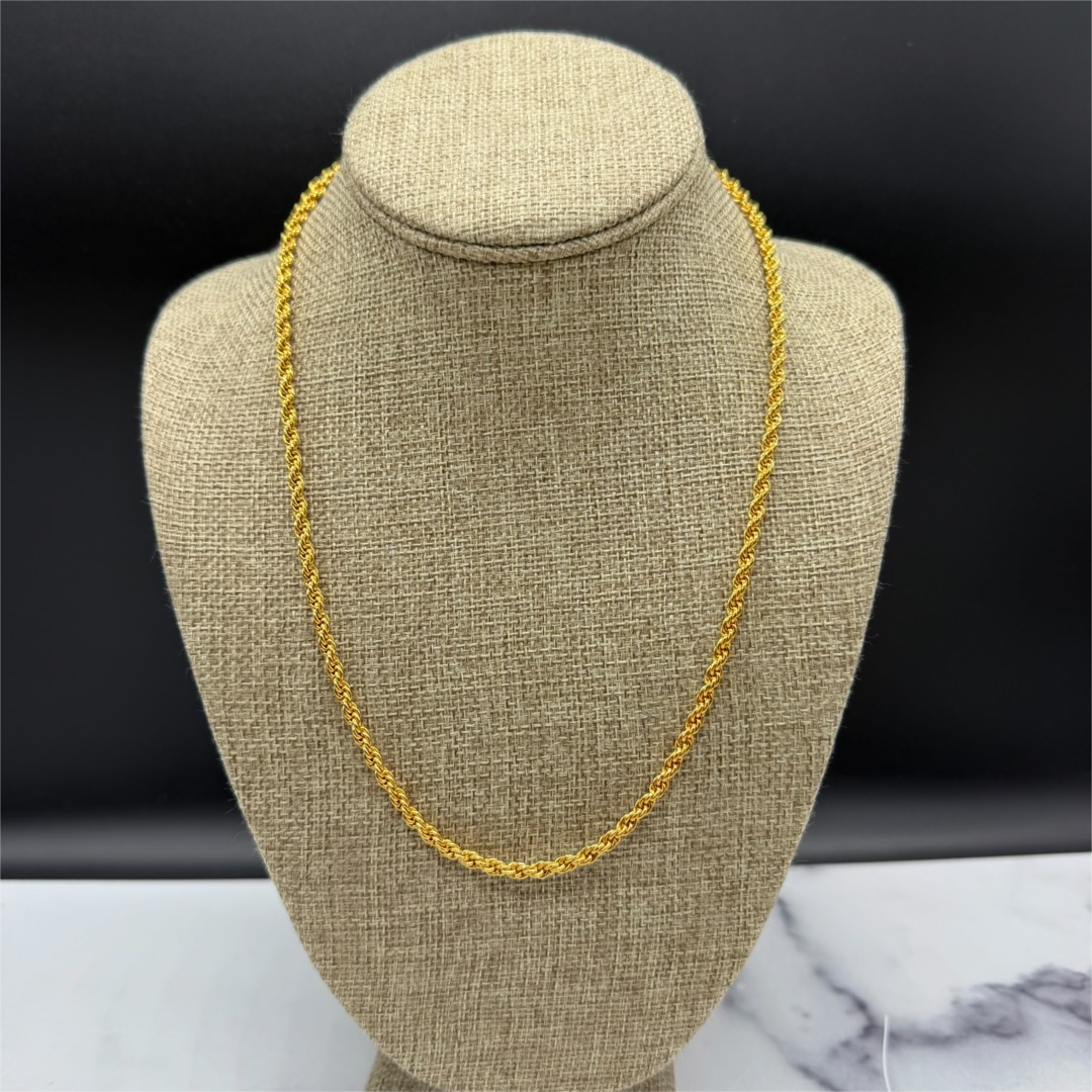 Vintage 1990s Gold-Tone Twisted Link Chain Necklace