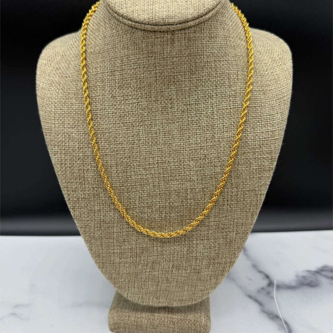 Vintage 1990s Gold-Tone Twisted Link Chain Necklace